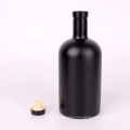 Matte black frosted boston glass wine bottles vodka whisky rum glass bottles with cork